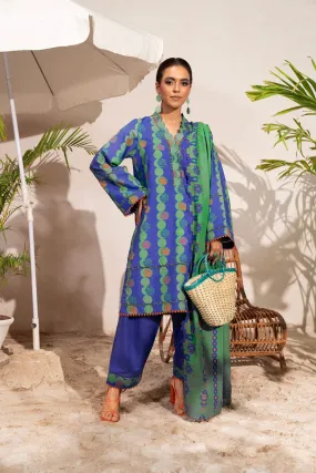 3 Pc Printed Poly Viscose Suit With Poly Viscose Dupatta