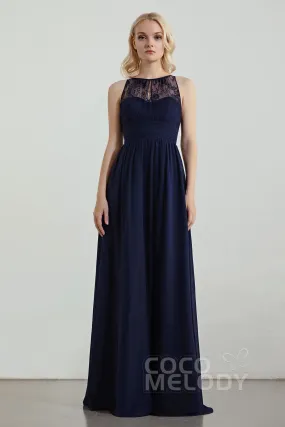 A-Line Floor Length Chiffon/Lace Bridesmaid Dress Formal Dresses CB0440