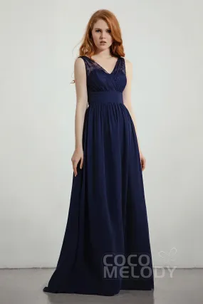 A-Line Floor Length Chiffon/Lace Bridesmaid Dress Formal Dresses CB0441