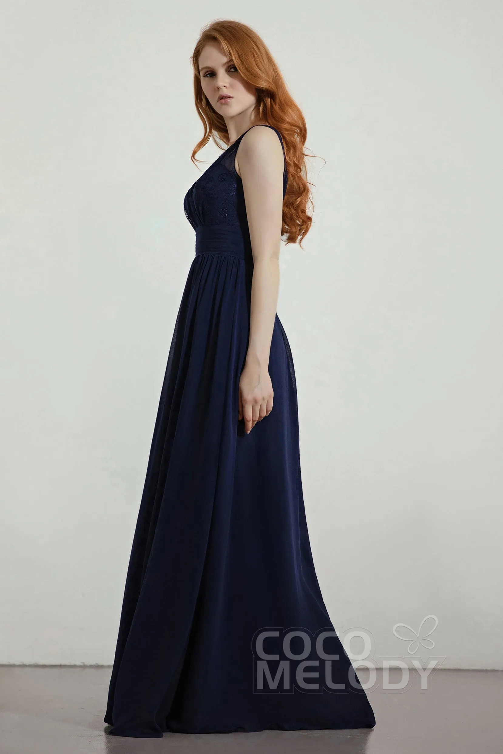 A-Line Floor Length Chiffon/Lace Bridesmaid Dress Formal Dresses CB0441