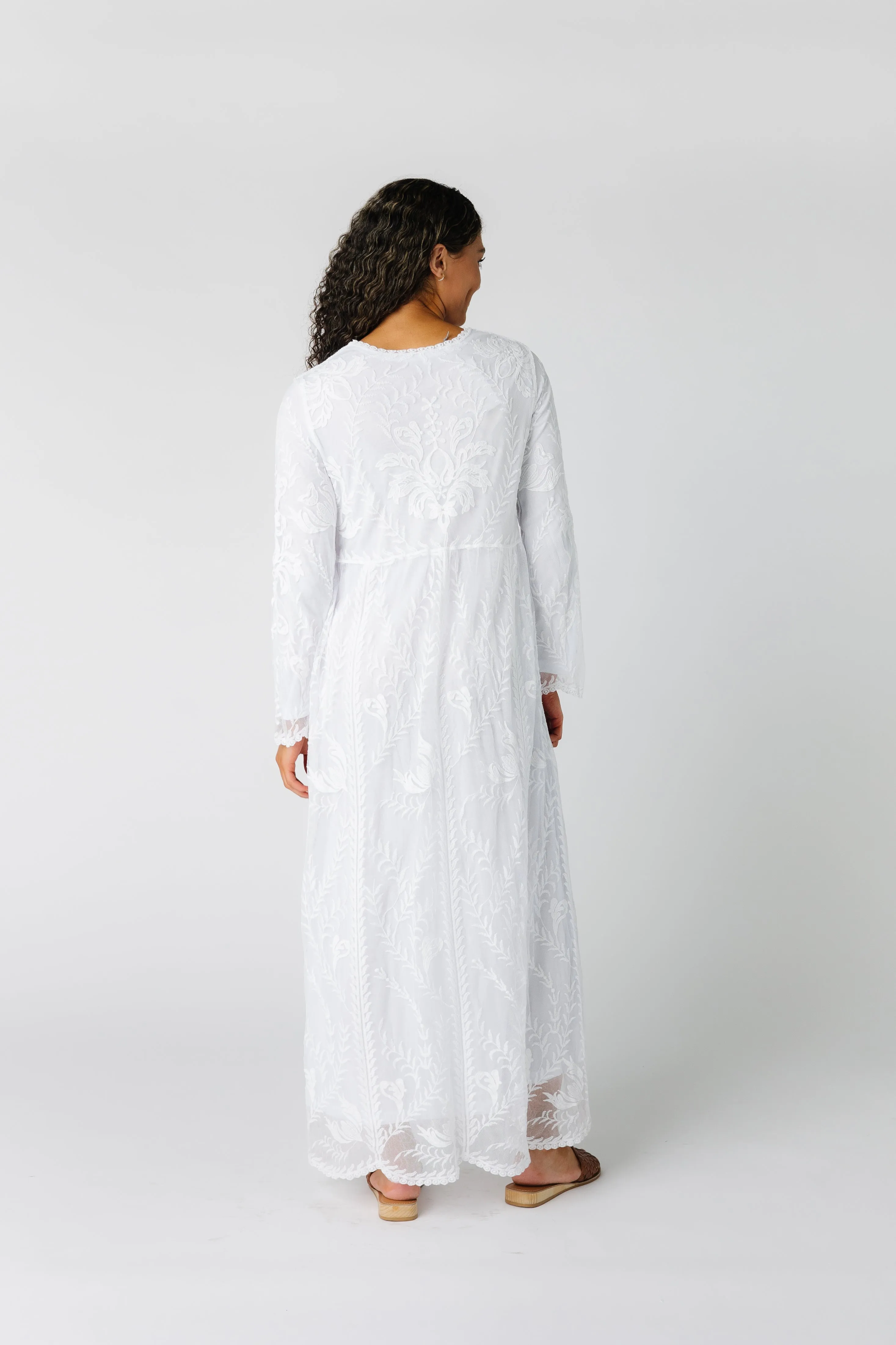 All Lace Pocket Embroidered Maxi Dress