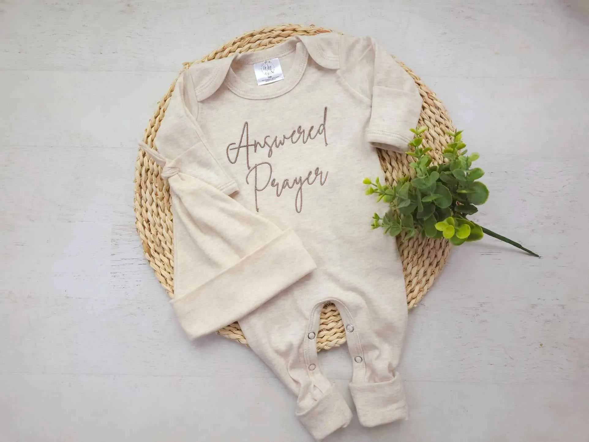 Answered Prayer Long Seeve Onesie | Oatmeal