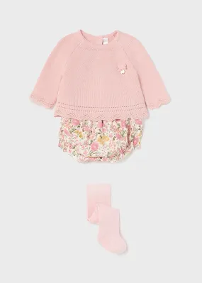 Baby Girl 3-Piece Bloomer, Sweater and Legging Set | Mayoral