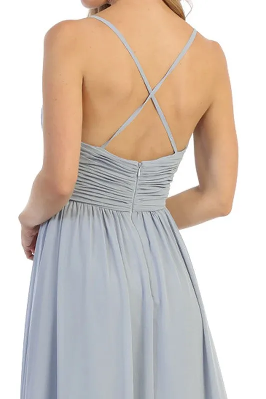 Bridesmaid Formal Prom Dress chorded rib