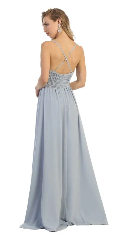 Bridesmaid Formal Prom Dress chorded rib