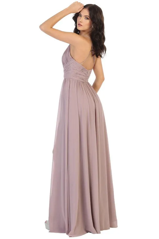 Bridesmaid Formal Prom Dress chorded rib