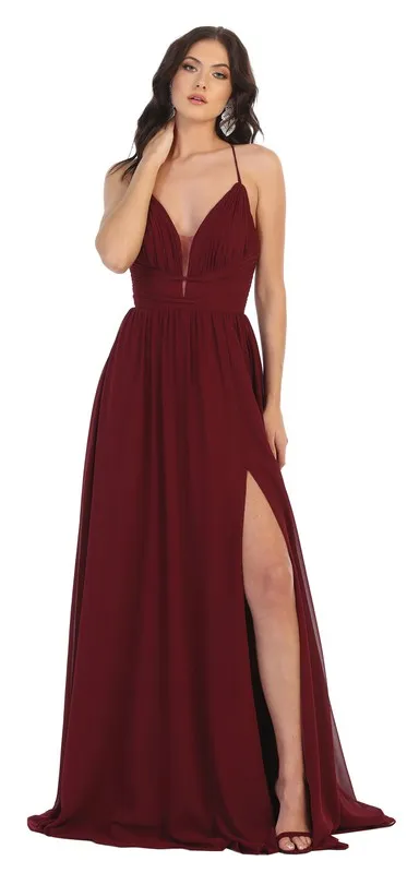 Bridesmaid Formal Prom Dress chorded rib