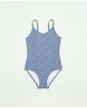 Brooks Brothers Girls Floral Swimsuit Navy