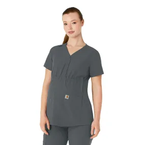 Carhartt Force Essentials Women's Henley Maternity Scrub Top - Pewter