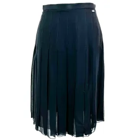 Chanel Midnight Navy Pleated Silk Chiffon Midi Skirt S