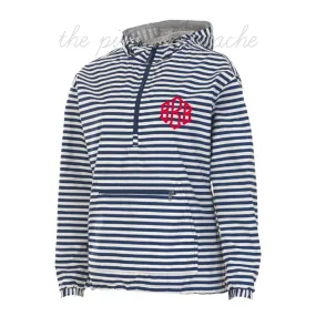 Charles River Monogrammed Navy Striped Jacket Pullover/ XXS- XXXL