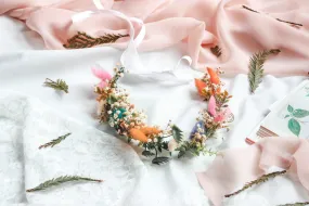 Colorful Bunny Tails Flower Girl Crown, Baby's Breath Baby Crown, baby shower gift, baby headband, birthday crown