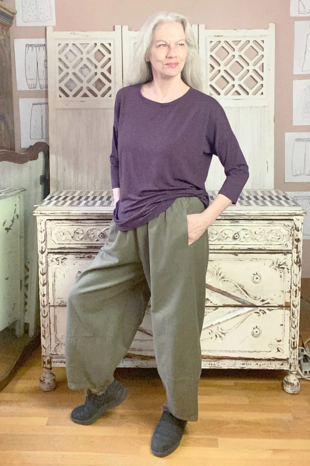 Cotton Twill Lantern Pant