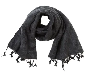 Cozy Charcoal Shawl, Cotton and Acrylic Material, Winter Vegan Shawl