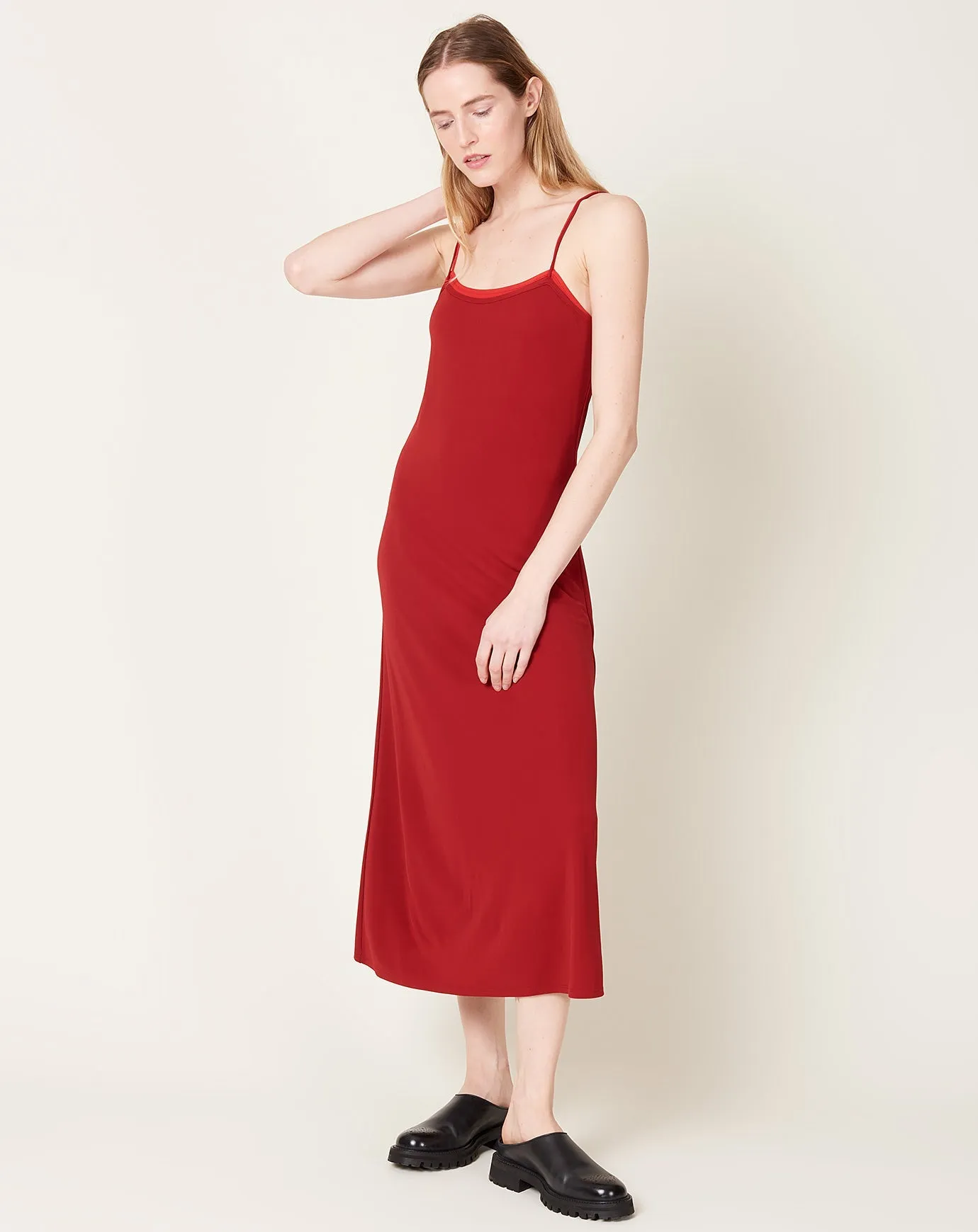 Double Layer Slip Dress in Brick