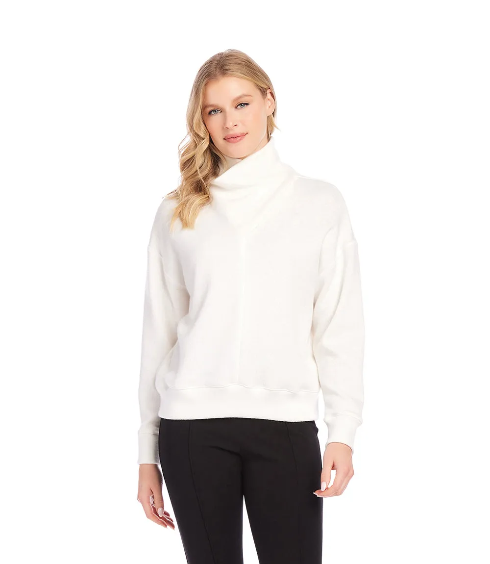 Faux Wrap Turtleneck Top