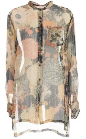 Floral Print Silk Chiffon Shirt