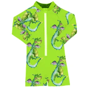 Fluro Dragon Unisex Long Sleeve Zip Swimmers