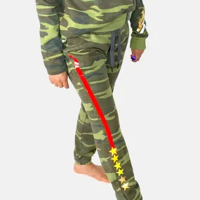 Gemma Camo Joggers - Red Stripe & Neon Stars