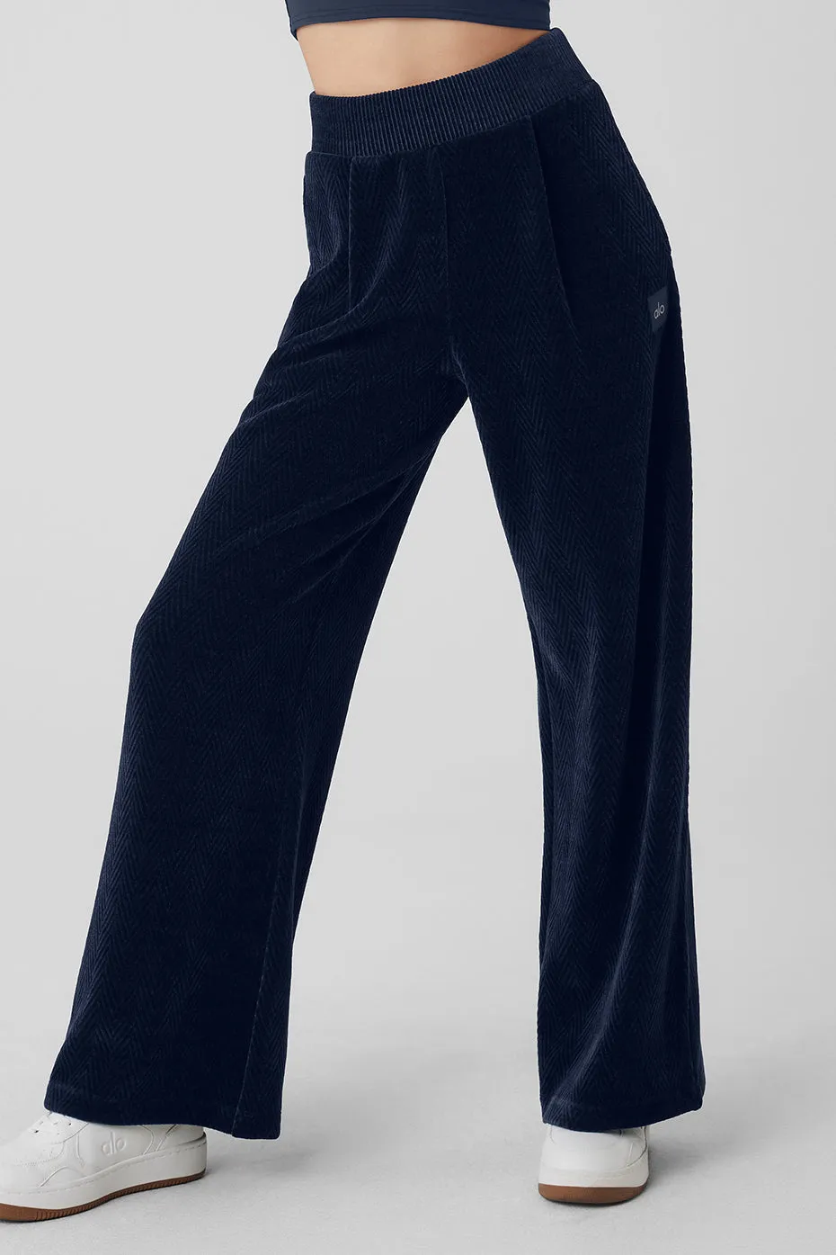 High-Waist Cozy Day Wide Leg Pant - Navy