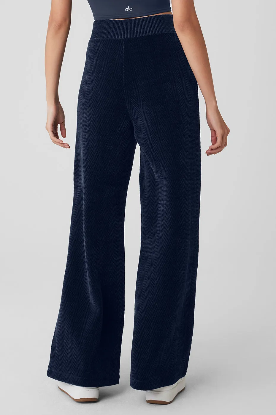 High-Waist Cozy Day Wide Leg Pant - Navy