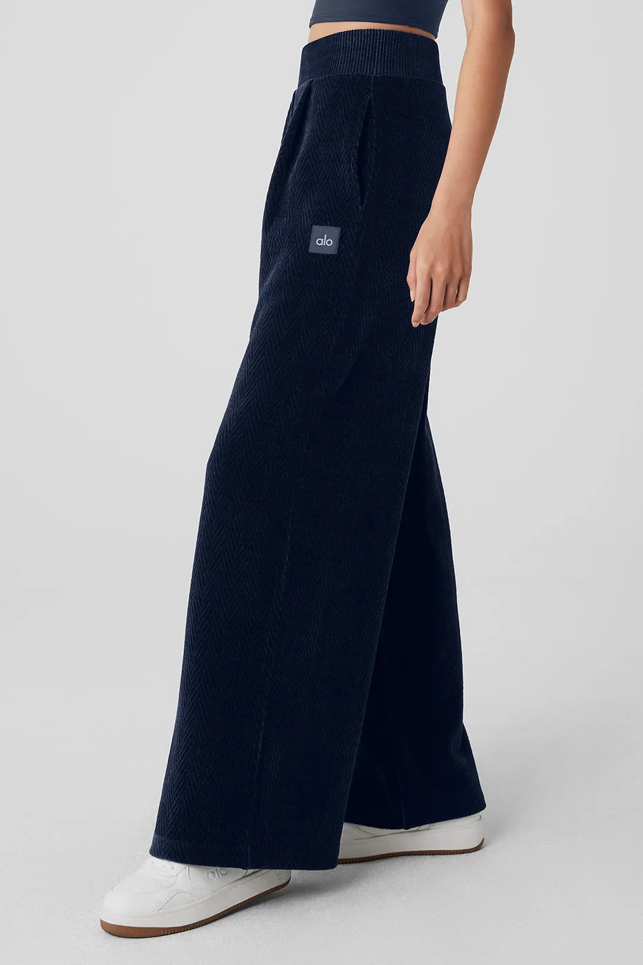 High-Waist Cozy Day Wide Leg Pant - Navy