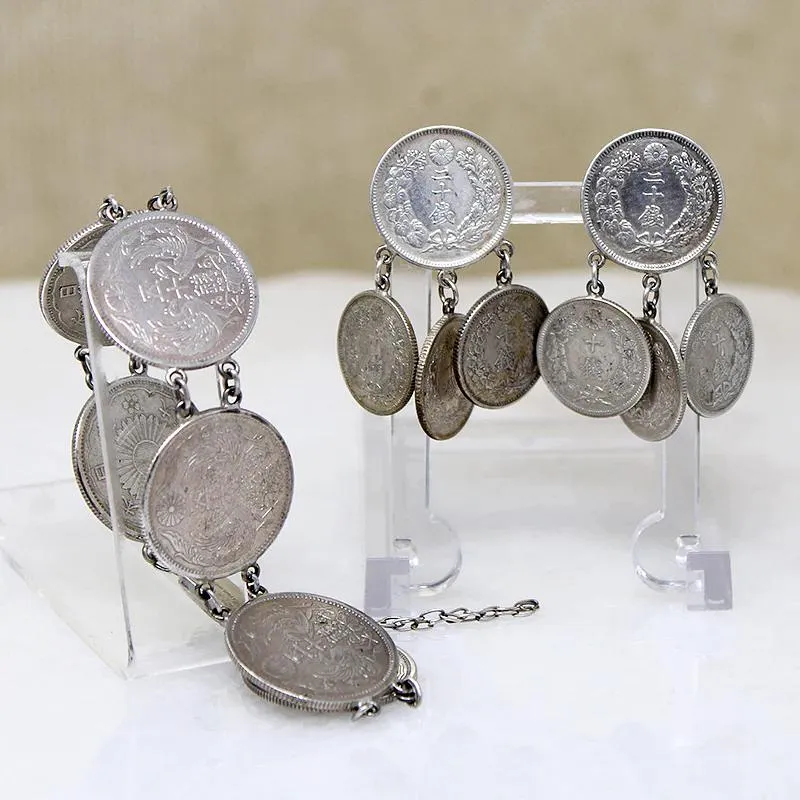 Japanese Sen Coin Bracelet & Earring Set