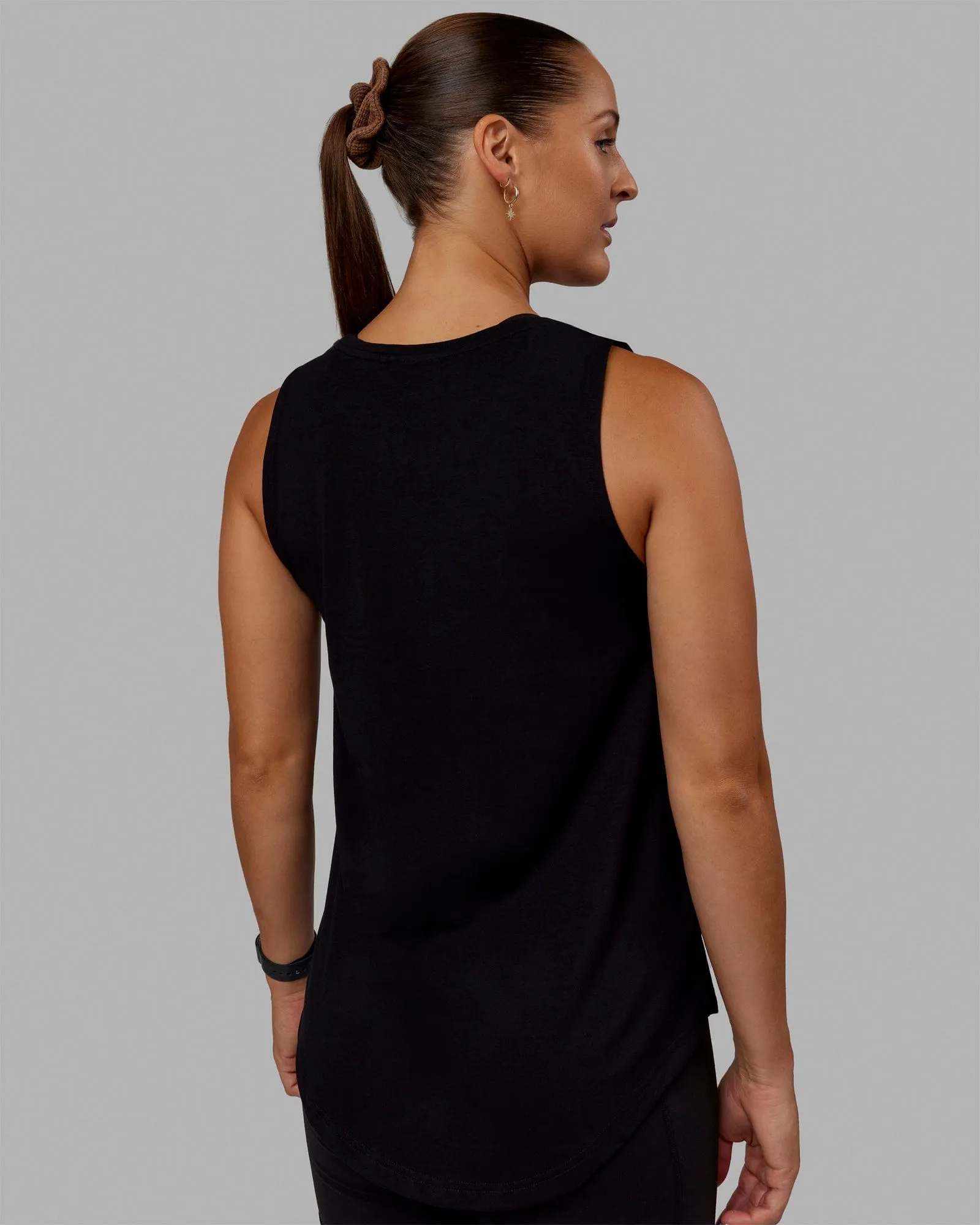 Luna FLXCotton Longline Tank - Black-Black