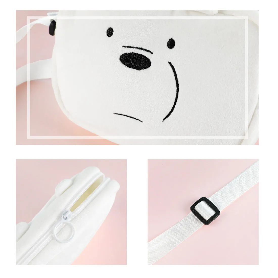 MINISO x We Bare Bears - Crossbody Plush Rectangle Messenger Bag