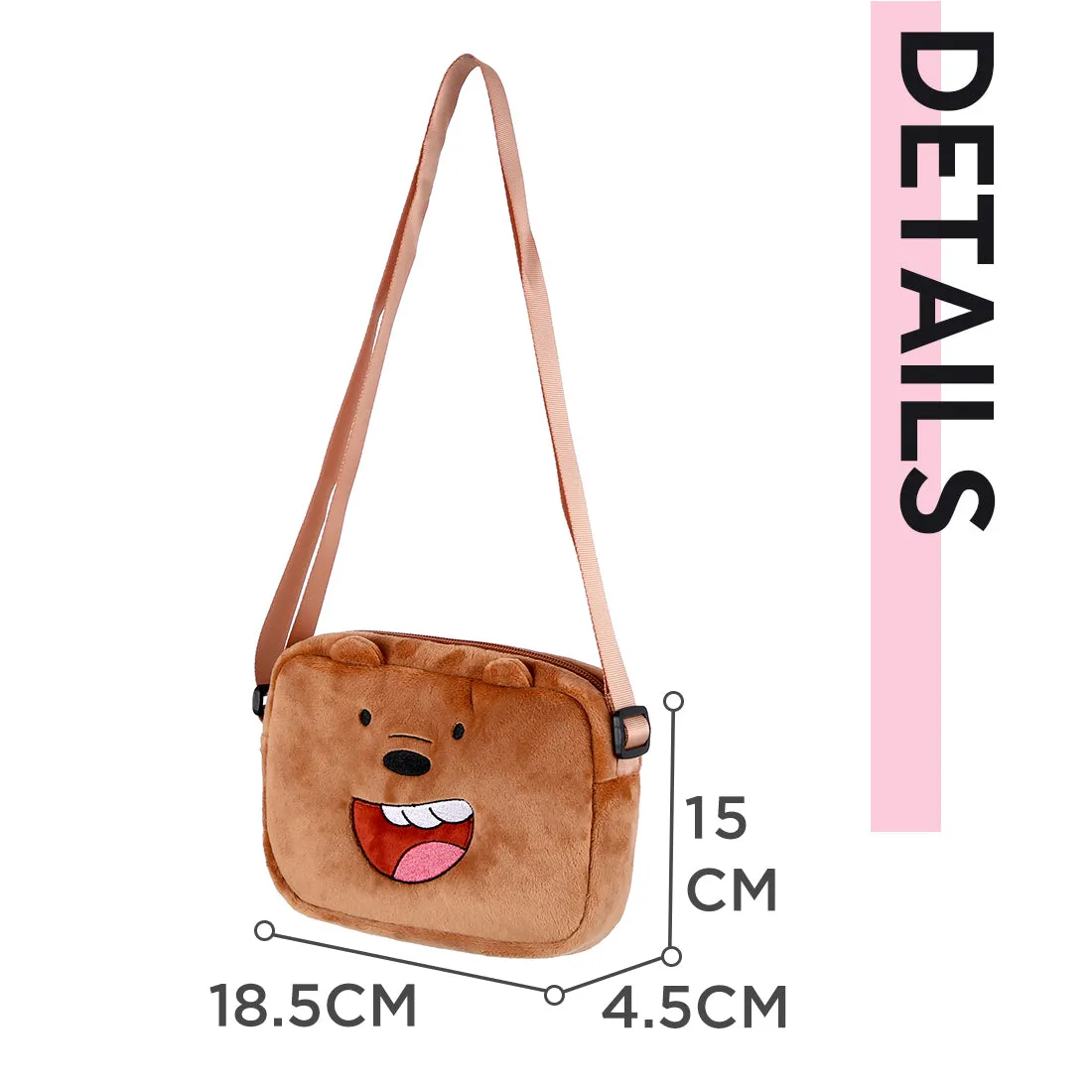 MINISO x We Bare Bears - Crossbody Plush Rectangle Messenger Bag