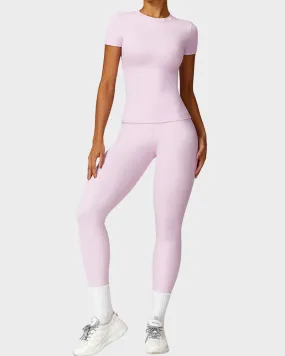 SheCurve®Round Neck Active Tee & High Waist Tracksuit Leggings (Set)